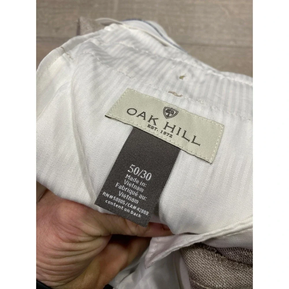 Oak Hill Dress Pants Mens‎ 50x30 Beige Linen Blend Pleated Big & Tall Trousers - Picture 7 of 12